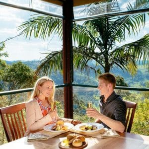 couple with champagne and lunch on vernadah