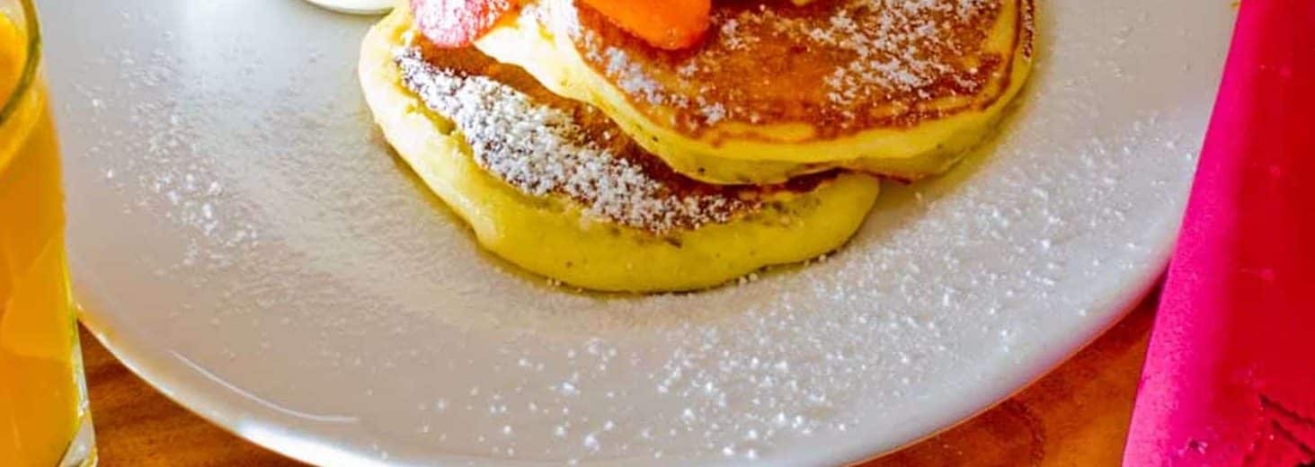 pancakes with orange juice and coffee