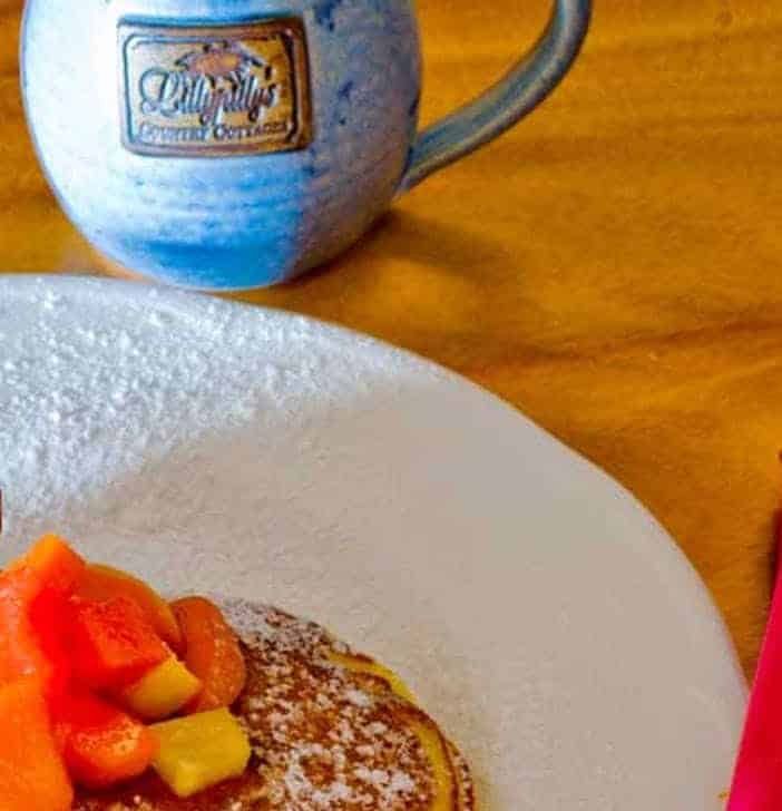 pancakes with orange juice and coffee